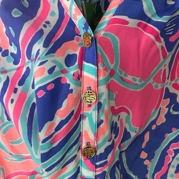 Lilly Pulitzer Elsa Jellies Be Jammin Iris Blue Blouse in Size Small *rare* - Picture 4 of 7
